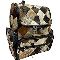 Cowhide Fur Hair Print Leather Diaper Backpack for travel sports gym (Bagpack J)