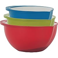 Trudeau Set of 3 Plastic Mixing Bowls, 2-Tone Color