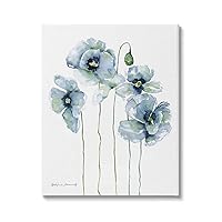 Modern Poppy Blooms Blue Abstract Canvas Wall Art, Design by Stephanie Workman Marrott