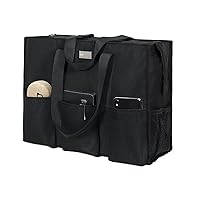TOPDesign Utility Water Resistant Tote Bag with 13 Exterior & Interior Pockets, Top Zipper Closure & Thick Bottom Support