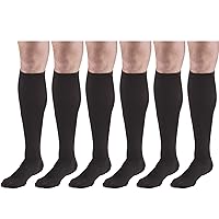 Compression Socks, 20-30 mmHg, Men's Dress Socks, Knee High Over Calf Length Black Large (6 Pairs)