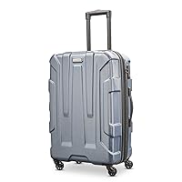Samsonite Centric Hardside Expandable Luggage with Spinner Wheels, Blue Slate, Checked-Medium 24-Inch