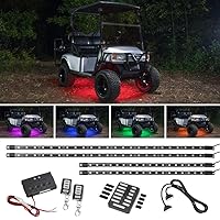 LEDGlow 4pc Expandable Million Color LED 4-Seater Golf Cart Underglow Accent Neon Lighting Kit for EZGO Yamaha Club Car - Fits 12-Volt Battery - Water Resistant Flexible Tubes - Current Model