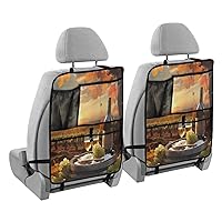 Watercolor Wine Glasses Grapes Car Kick Mat for Kids Backseat Organizer with Adjustable Strap Back of Seat Protectors for Vehicle Cars SUV 25x18in 2 Pcs