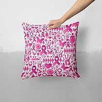 Pink Collage Breast Cancer Awareness - Custom Decorative Home Decor Indoor or Outdoor Throw Pillow Cover Plus Cushion Set for Sofa, Bed or Couch (Pillow CASE Cover Plus Cushion)