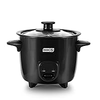 DASH Mini Rice Cooker Steamer with Removable Nonstick Pot, Keep Warm Function & Recipe Guide, One Half Quart, for Soups, Stews, Grains & Oatmeal - Black