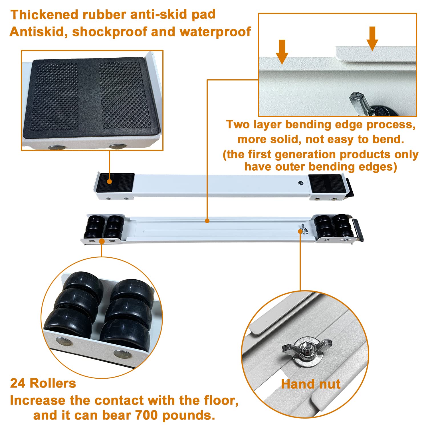 Appliance Rollers Heavy Duty,Max 32in,Second Generation Extendable Appliance Rollers Mobile Washing Machine Base Easily Move Washing Machines, Dryers, Refrigerators, Furniture (White)