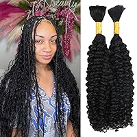 Bulk Human Hair For Braiding kinky curly 100% Unprocessed Brazilian Virgin Human Hair Extensions Micro Braiding Human Hair 100g with 2 bundles No Weft Natural Color (22 inch, Natural color)