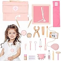 Doctor’s Kit Play Set for Kids, Pretend Toy 18 PCS Doctor Playset for Toddlers, Dentist Kit Doctor Role Play Set, Doctor Kit for Toddlers and Kids Ages 3+ 4 5 6 Year Old Boys and Girls, Pink