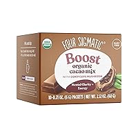 Mushroom Cacao by Four Sigmatic, Organic Instant Cacao with Cordyceps & Ginger, Supports Stamina & Energy, Drink it or Bake with it , 10 Count, Packaging may vary
