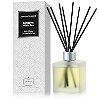 Reed Diffusers Set - Bamboo & White Tea Scented Aromatic Oil Diffuser with 10 Sticks for Room Décor, 6.1 oz /180ml, Long-Lasting Fragrance