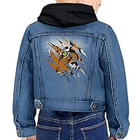 Cool Tiger Toddler Hooded Denim Jacket - Wild Animal Jean Jacket - Printed Denim Jacket for Kids