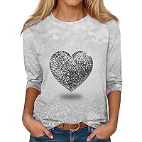 Going Out Tops for Women,Plus Size Tops for Women 3/4 Length Sleeve Womens Tops Round Neck Vintage Print Graphic Shirt