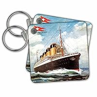3dRose Key Chains Vintage White Star Line S.S. Titanic (kc-149236-1)