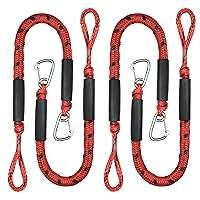 4 Pack Bungee Boat Dock Line with Stainless Steel Clip 3FT Mooring Rope Boat Accessories Docking Lines PWC Dockline for Boats Kayak, Jet Ski, Pontoon, Canoe, Power Boat WaveRunner(Red&Black)