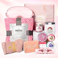 Get Well Soon Gifts for Women, Care Package Get Well Gift Basket for Sick Friends, Self-Care Gifts Thinking of you After Surgery Recovery Encouraging Gift Packages for Women w/Blanket Coffee Tumbler