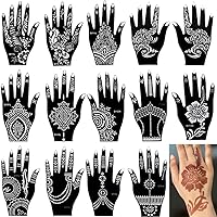 Xmasir 8 Sheets Henna Tattoo Stencil Kit + 6 Sheet India Temporary Stencil Set for Women Girls Hand Finger Body Paint 7.8'' X 4''
