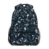ALAZA Music Note Musical Symbol Backpack Purse with Multiple Pockets Name Card Personalized Travel Laptop School Book Bag, Size S/16 inch