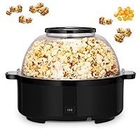 Electric Hot Oil Popcorn Maker Rapid Heating Electric Stirring Popcorn Machine, 99% Popcorn Rate, Can Popcorn and Barbecue Suitable for Home or Travel, Easy to Clean and Food Grade PC Material (Black)