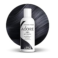 Adore Semi Permanent Hair Color - Vegan and Cruelty-Free Hair Dye - 4 Fl Oz - 121 Jet Black (Pack of 1)