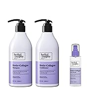 Hair Growth Formula 2 x 16.9 Fl Oz Biotin & Collagen Shampoo & Conditioner Set, with 3.38 Fl Oz Hair Serum, for Thin & Dry Hair