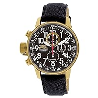 Men's Stainless Steel Gold Case Lefty Force Chronograph Canvas and Leather Strap