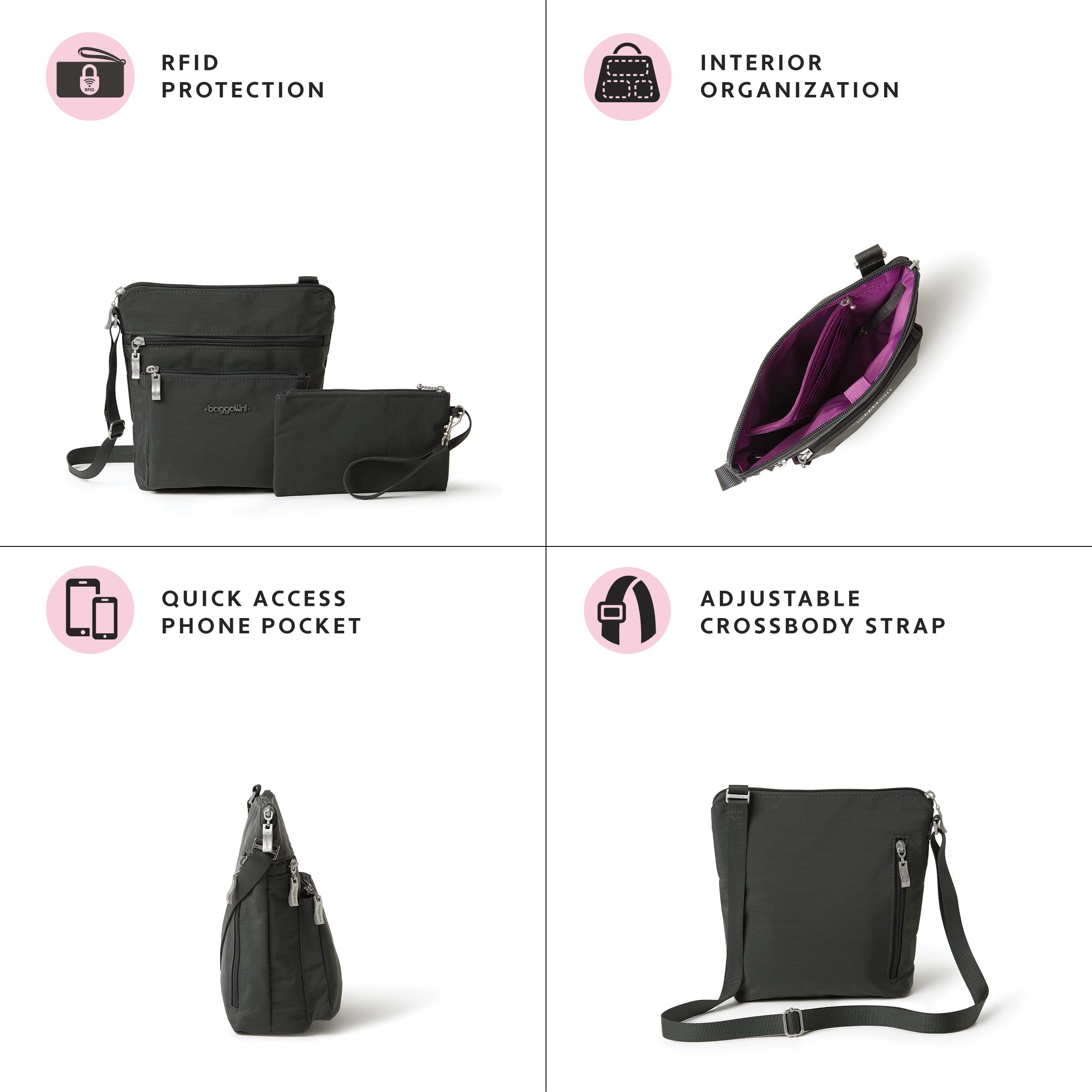 Baggallini Pocket Crossbody Travel Bag with RFID