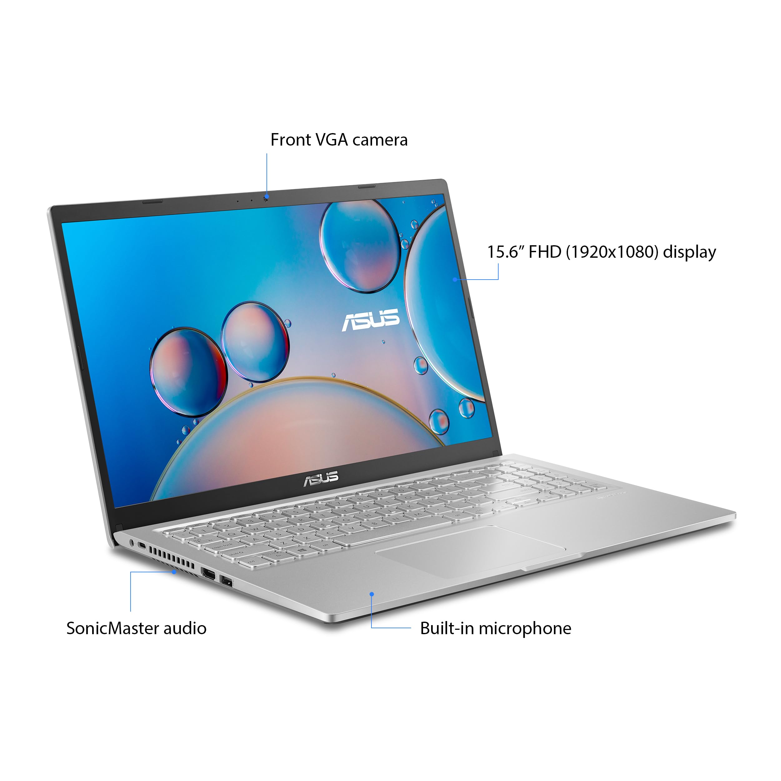 ASUS M515 15.6” PC Laptop, AMD Ryzen 3 3250U, 8GB, 128GB, Windows 11 Home in S Mode, Transparent Silver, M515DA-WS33