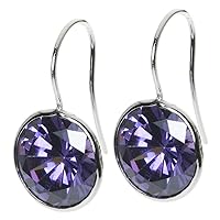 Round Cubic Zirconia Crystal Rhodium-plated Sterling Silver French Hook Dangle Earrings