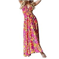 XJYIOEWT Denim Dress,Ladies Fashion Sexy V Neck Print Elegance A Pendant Long Dress Summer Dresses with Sleeve