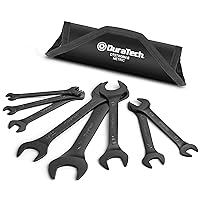DURATECH Super-Thin Open End Wrench Set, Metric, 8-Piece, 5.5mm to 27mm, Black Electrophoretic Coating, with Rolling Pouch
