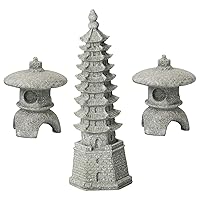 Pagoda Statue 3Pcs/Set Realistic Polished Wenchang Pagoda Carved Pagoda Lantern Calming Decorative Pagodas for Bonsai Garden Teahouse Living Room Figurines