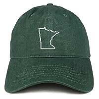 Trendy Apparel Shop Minnesota State Outline Embroidered Soft Cotton Dad Hat