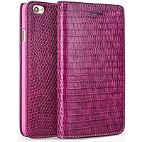 Wallet Case for iPhone SE 2022/SE 2020/8/7, Genuine Leather Flip Protective Case for Women Card Slot Handcrafted Folio Cover for iPhone 7/8/SE2/SE 3 (Color : Rose RED)