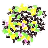 Occus 100Pcs Resin Candy Flatback Cabochon Miniature Qq Gummy Candy Cute Bear Design Resin Sugar Dollhouse Diy