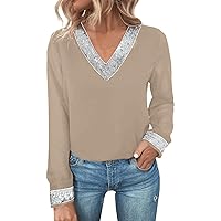 Spring Clothes for Women 2024 Business Casual Outfits Casual Women Elegant Long Sleeve Blouse with Contrast Se