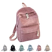 Backpack Corduroy Cute Fashion Large Capacity Aesthetic Leisure Backpack Accessories (pink)