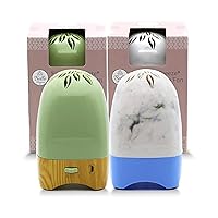 2 Belle Aroma Essential Breeze Aromatherapy Fan Essential Oil Diffusers - Portable Heatless & Waterless Scent Diffuser, USB/Battery Operated, Time-Released Fragrance - Marble Blue & Sage Green