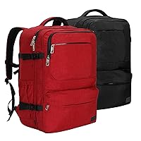 Hynes Eagle 44L Carry on Backpack Airline Approved Travel Backpack for Men Women Large Laptop Backpack 17 inch Nylon Backpack Overnight Weekender Duffel Bag Red with Black