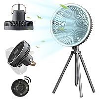 OBEST Camping Fan, Mosquito Repellent Floor Fan with LED Light, Air Volume Adjustment, Automatic Head Shaking, Mute Switch, Ceiling Fan Outdoor