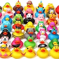 Assortment Rubber Ducks in Bulk, 50-Pack Assorted Mini Duckies Toy for Ducking Cruise Ships, 2'' Floater Duck for Kids Bath Toy, Gift for Birthday Thanksgiving Halloween Christmas Party Favors