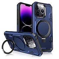 for iPhone 13 Pro 6.1'' Case, [Compatible with Magsafe] [Invisible Built in Stand & Ring Holder] MIL-Grade, Dual Layer Shockproof Full Protective Case for 13 Pro-Blue