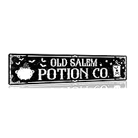 Old Salem Potion Co. Tin Sign Vintage Halloween Metal Signs Gothic Halloween Witch Decorations For Cafe Bar Kitchen 4x16 Inch