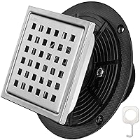 TICONN 4.33'' Square Floor Shower Drain, Lattice Square Perforated Pattern Easy Cleaning Removable Grate, Rustproof SUS 304 Stainless Steel (Brushed Stainless Steel, 4.33'')