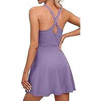 IUGA Womens Tennis Dress Built in Shorts & Bra Adjustable Straps Exercise Workout Dress with Pockets Golf Athletic Dresses