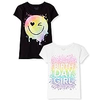 The Children's Place Girls' Assorted Everday Short Sleeve Graphic T-Shirts,multipacks