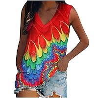 Plus Size Tank Tops for Women Fashion Tie Dye Print Camisole Summer Sleeveless V Neck T Shirts Workout Yoga Shirt