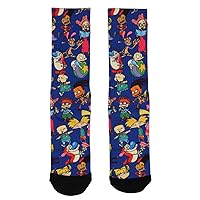 Nickelodeon Adult 90s Cartoon Rugrats Ren and Stimpy Hey Arnold Sublimation Crew Socks For Men Women
