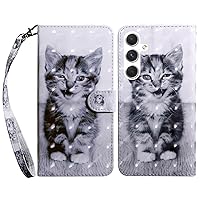 Case for Samsung Galaxy S24 5G, Samsung S24 5G Wallet Case Credit Cards Slot Kickstand Magnetic Shockproof Flip Protection Cover for Galaxy S24 5G Smile Cat BX