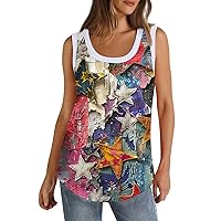 American Flag Shirt for Women 4th of July Tank Tops Sleeveless Scoop Neck Patriotic Tshirt Stars Stripes Tee Blouse